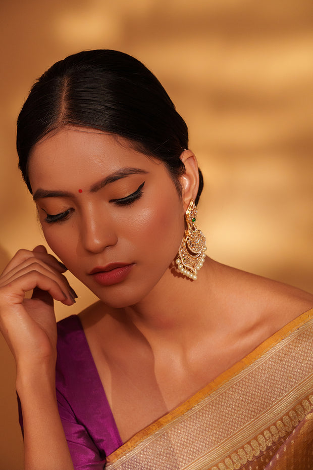 Anjuri Green Kundan Danglers