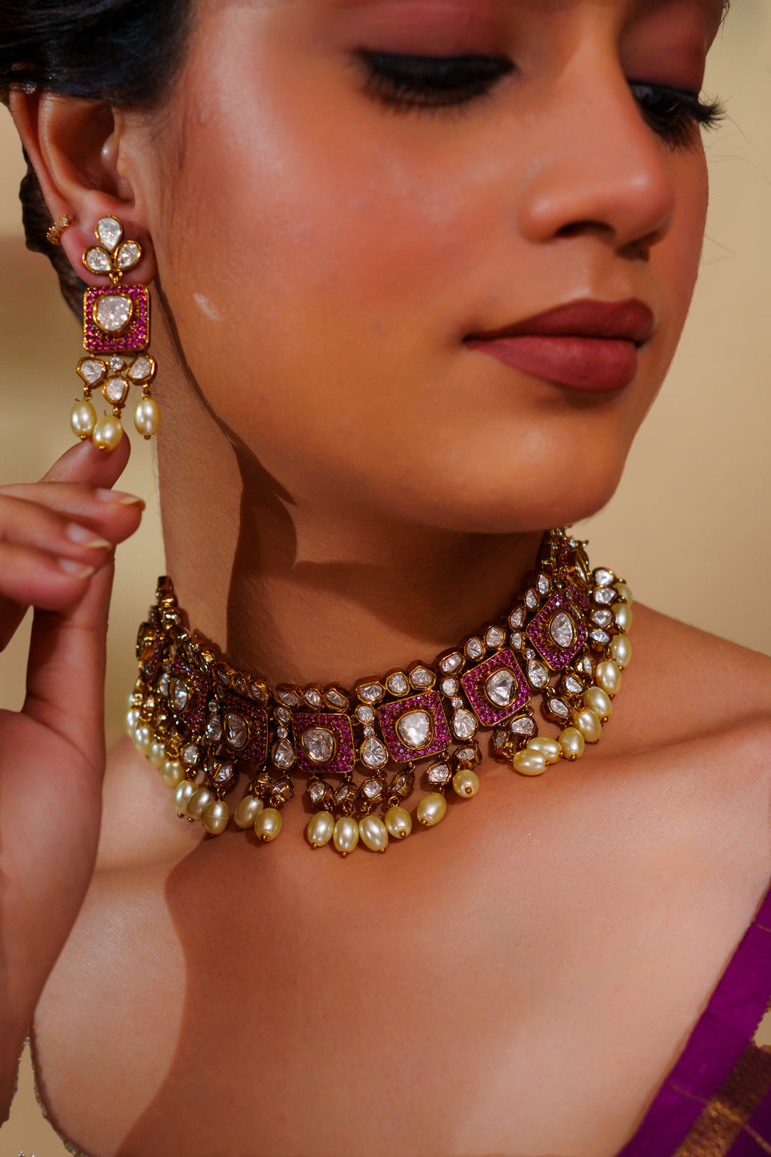 Arunika Pink Polki Choker