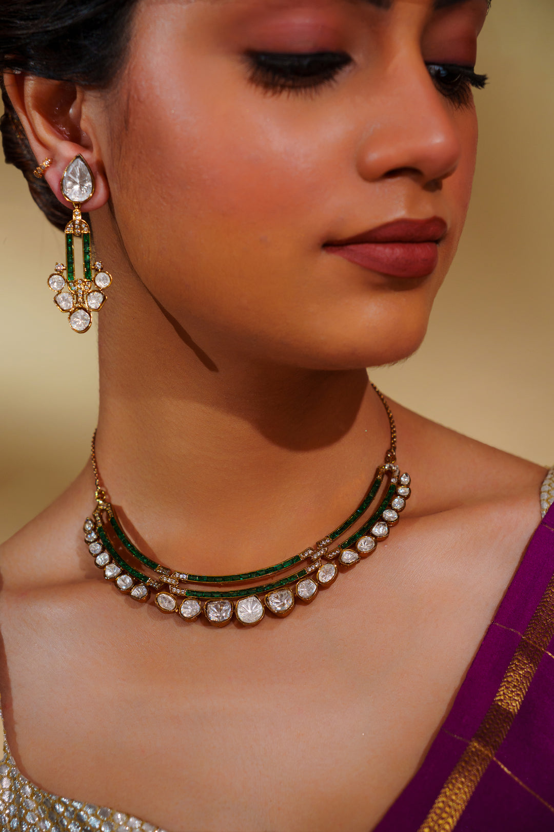 Damaya Green Moissanite Necklace Set
