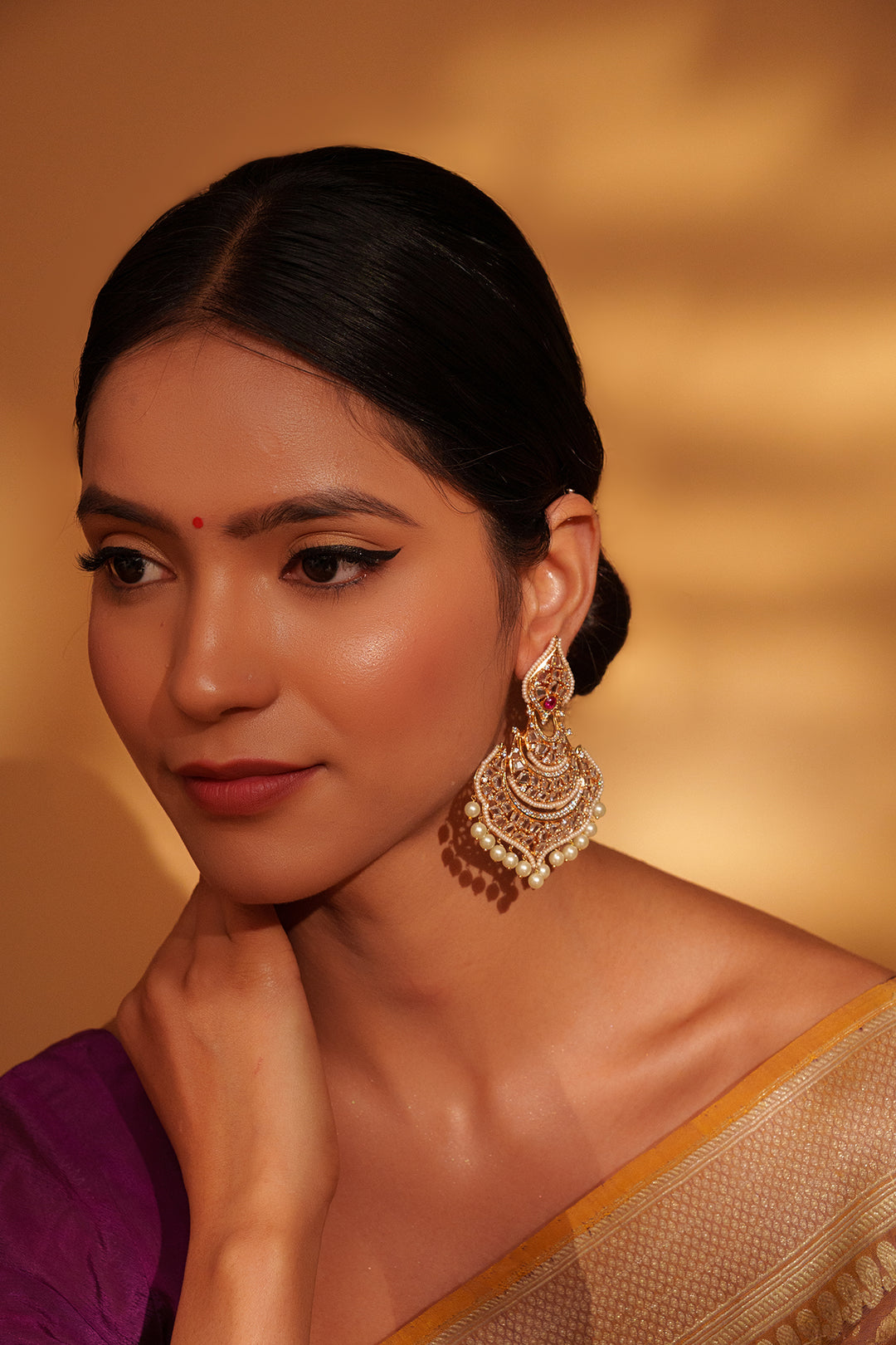 Anjuri Red Kundan Danglers