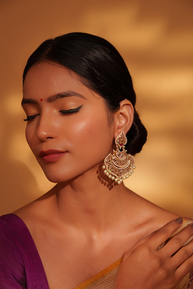 Anjuri Red Kundan Danglers