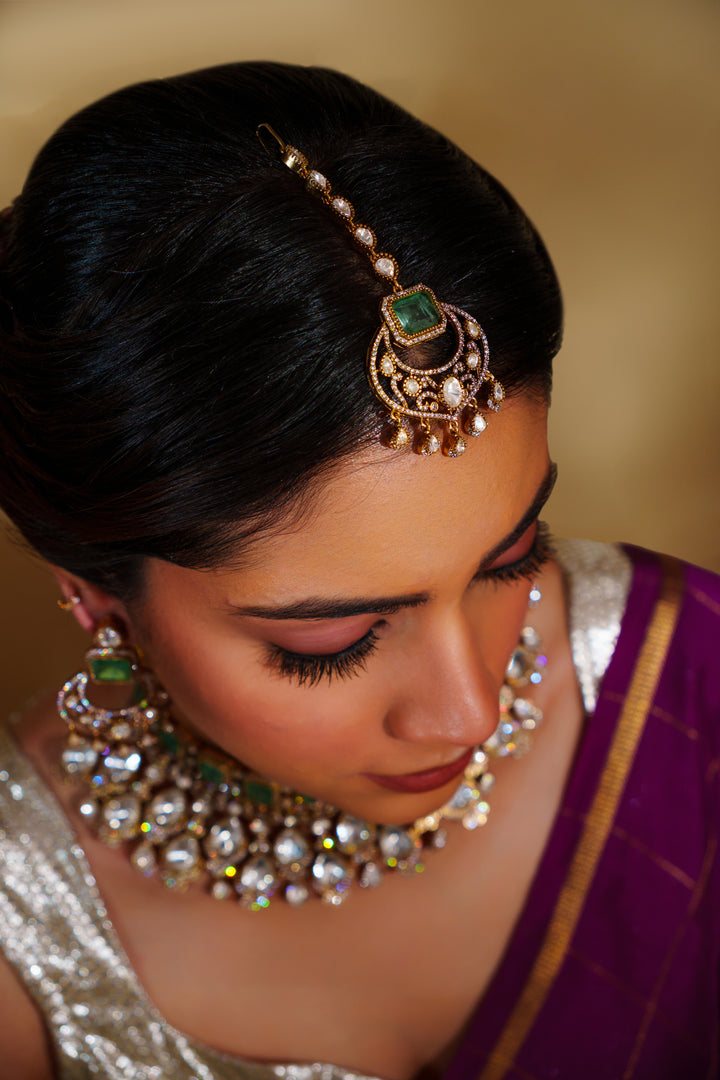 Zubaida Green Polki Bridal Set