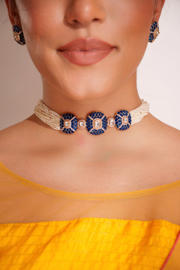 Laya Blue Kundan Choker Set