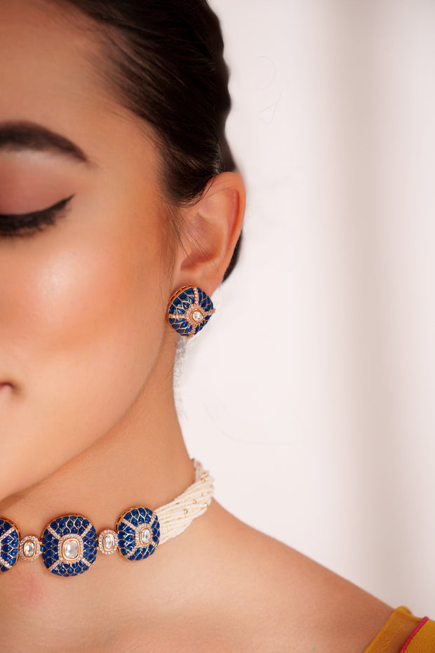 Laya Blue Kundan Choker Set