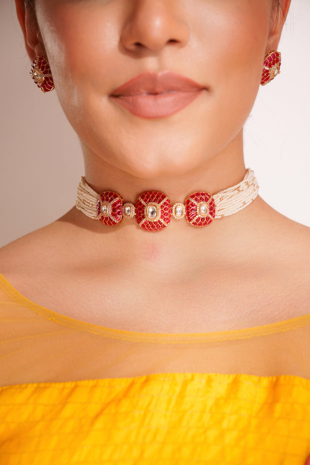 Laya Pink Kundan Choker Set