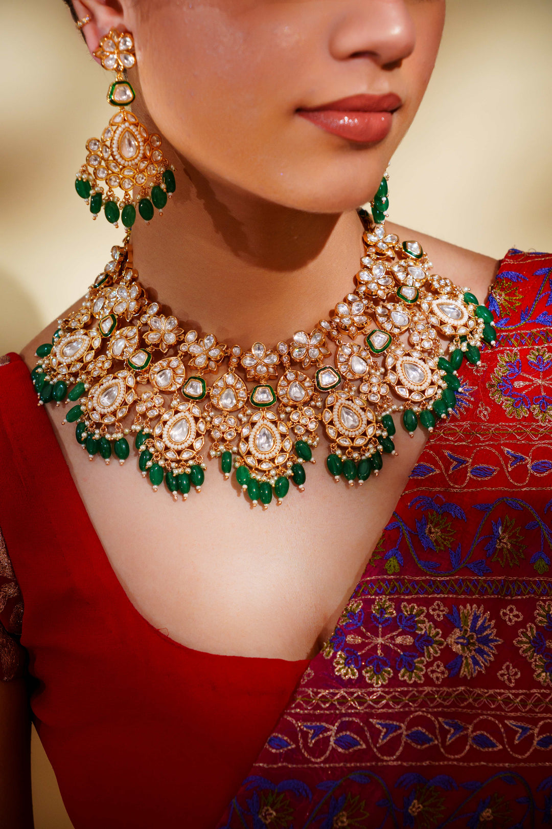 Varsha Green Kundan Bridal Set