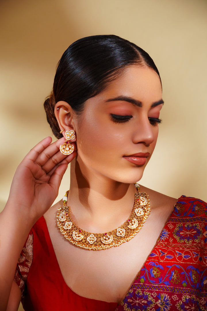 Sanya Kundan Temple Necklace Set