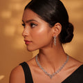 Aakshi White Finish Diamond Necklace Set