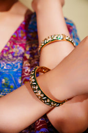 Femina Green Kundan Meenakari Kadas