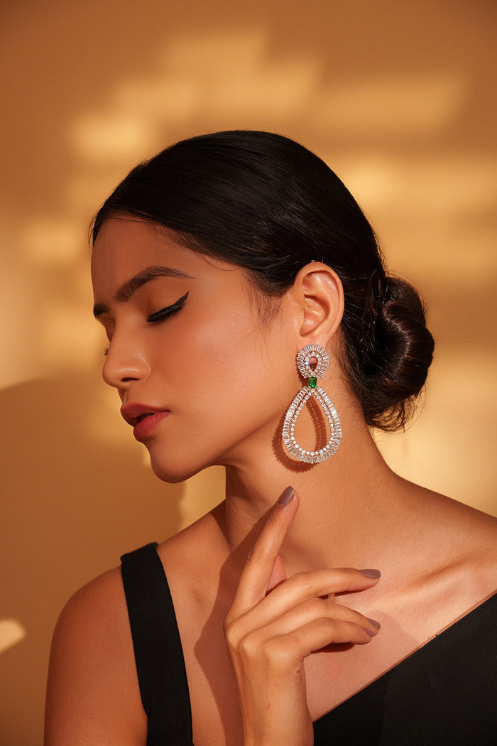 Isiah White Finish Diamond Earrings - Zevar by Geeta