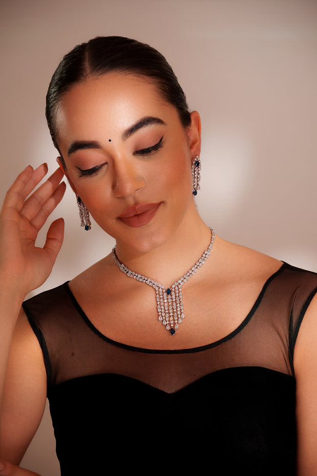 Amaya Blue Diamond Necklace Set