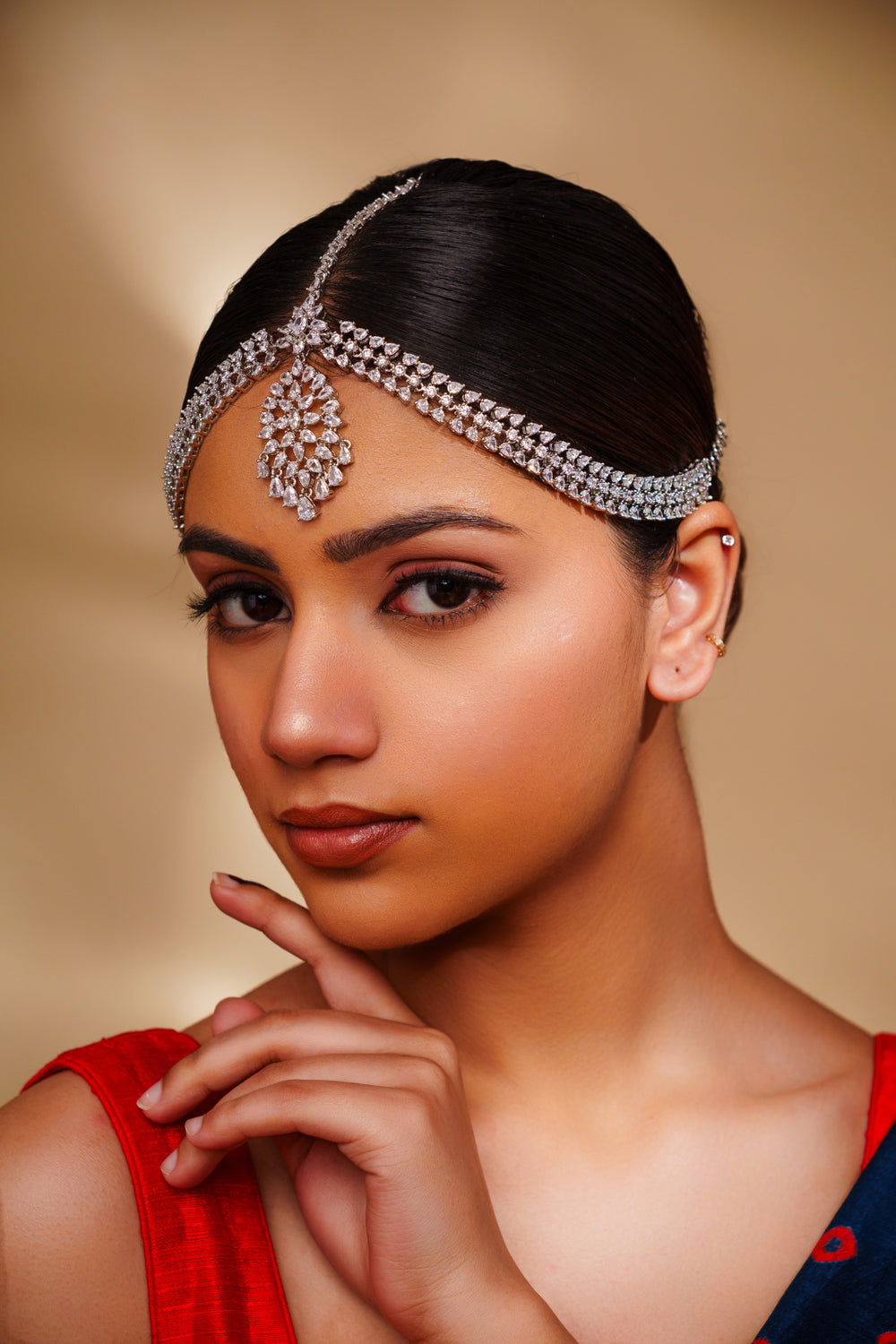 Kali White Finish Diamond Mathapatti - Zevar by Geeta - alternate view