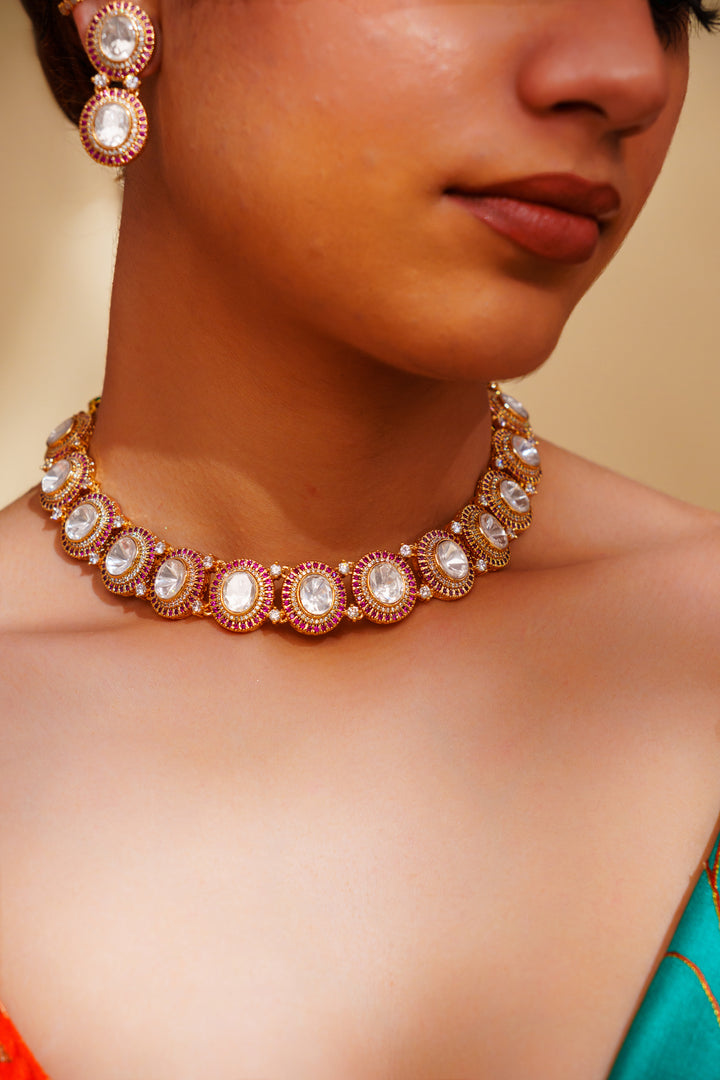 Girisha Red Kundan Necklace Set