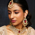 Aaira Red Gold Finish Moissanite Bridal Set