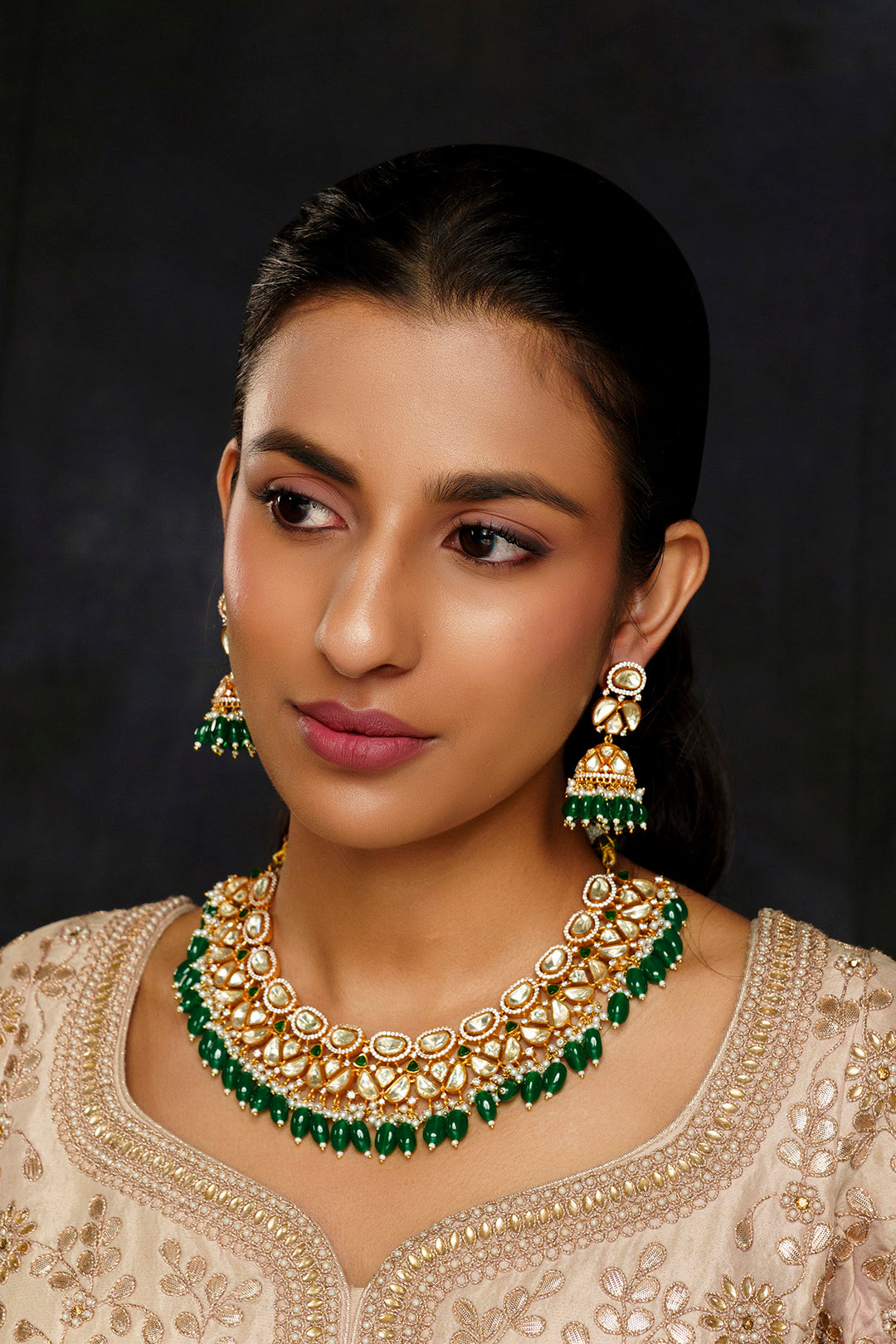 Rida Green Moissanite Necklace Set