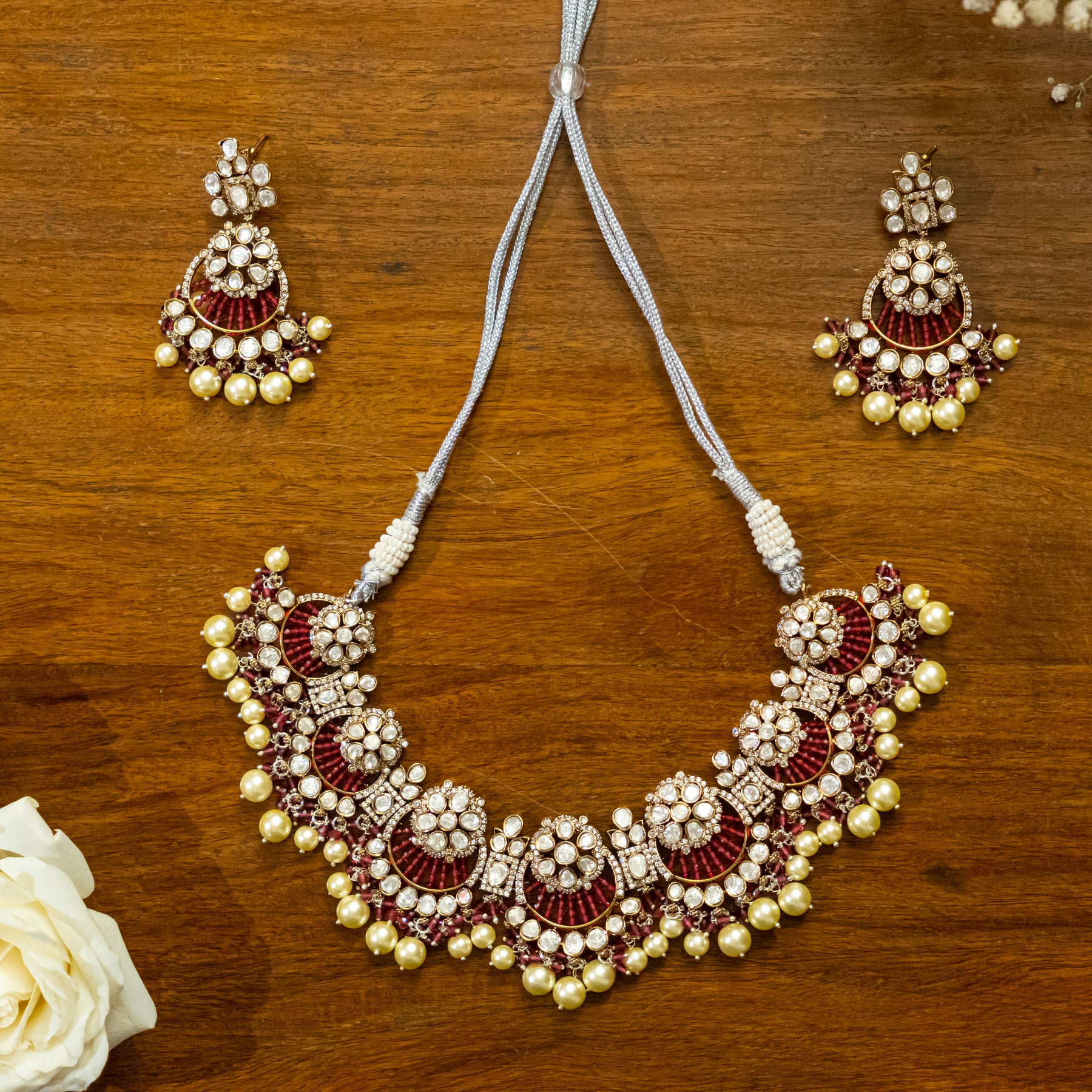 Buy Royal Pearl & Kundan Necklace Set – Odette
