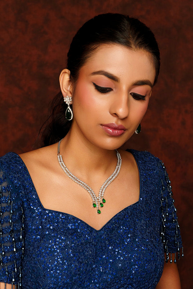 Jeshna Emerald Diamond Necklace Set