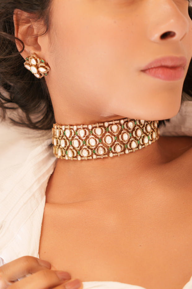 Ganessa Green Kundan Choker Set