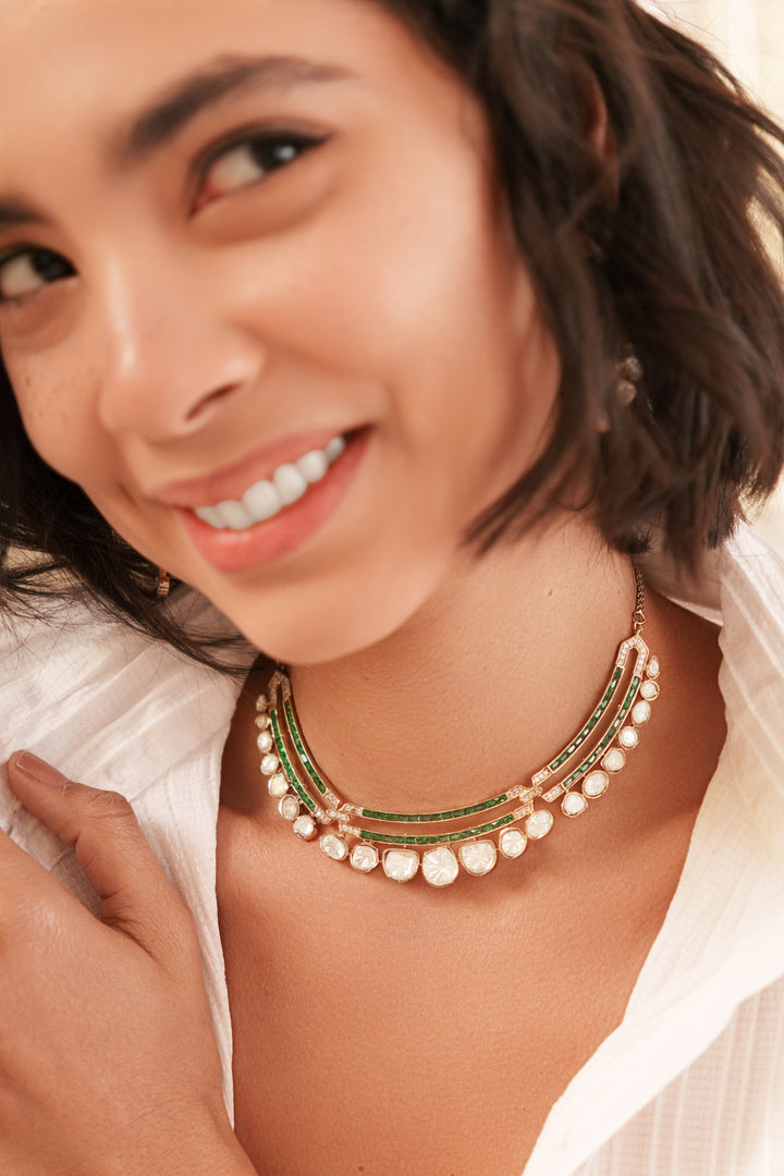 Damaya Green Moissanite Necklace Set