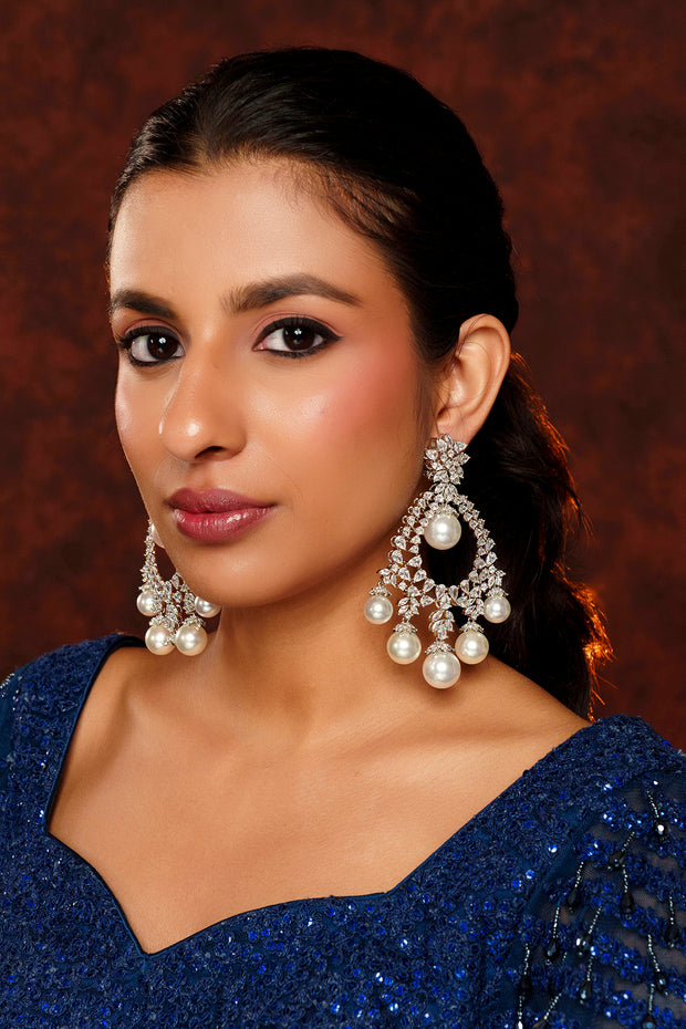 Vera Pearl Drop Diamond Earrings