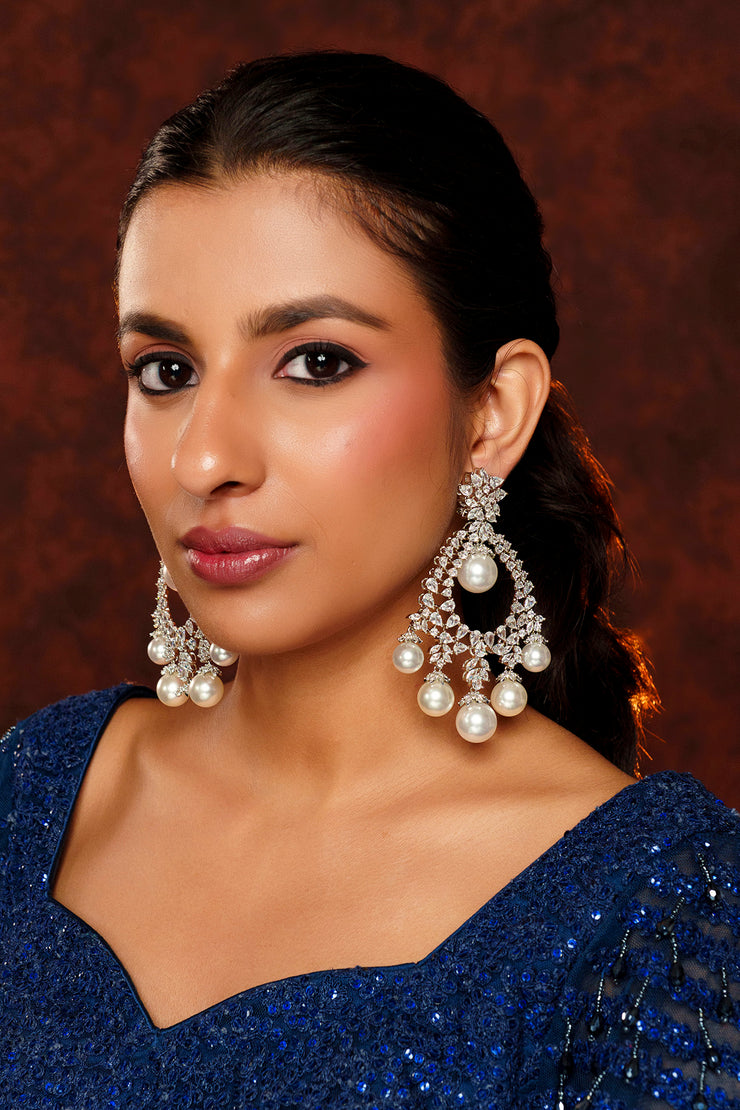Vera Pearl Drop Diamond Earrings
