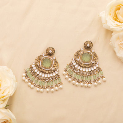 Gitika Light Green Polki Earrings zevarbygeeta