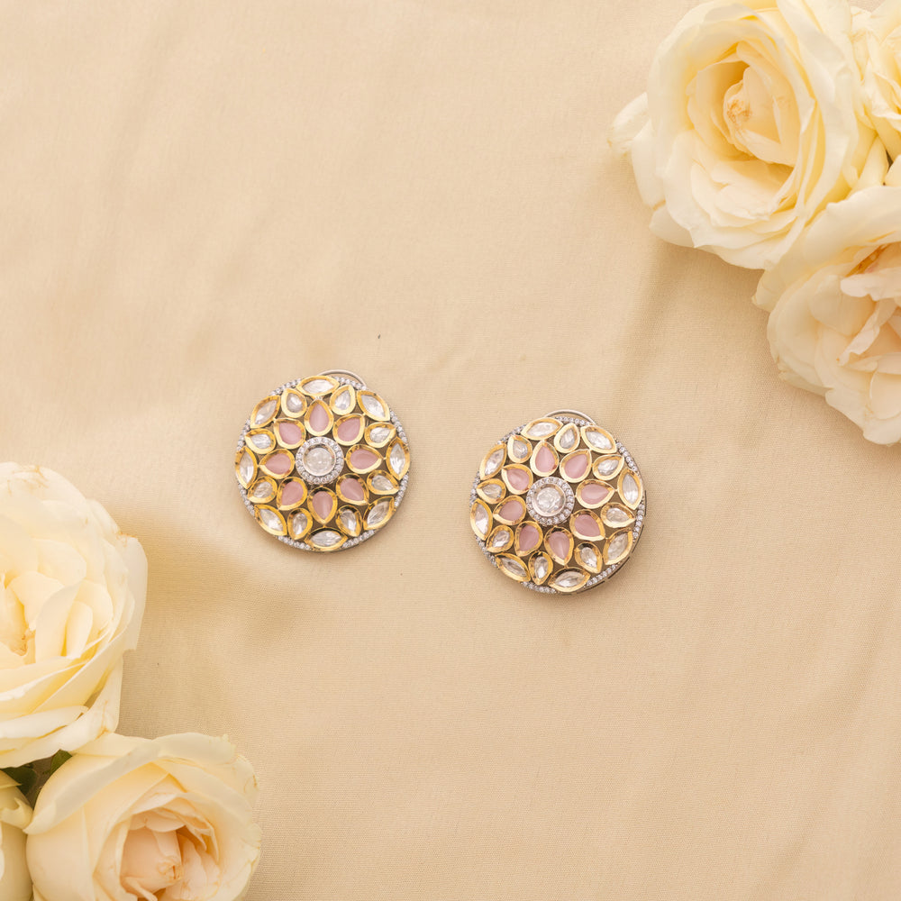 Gazala Big Floral Kundan Studs zevarbygeeta