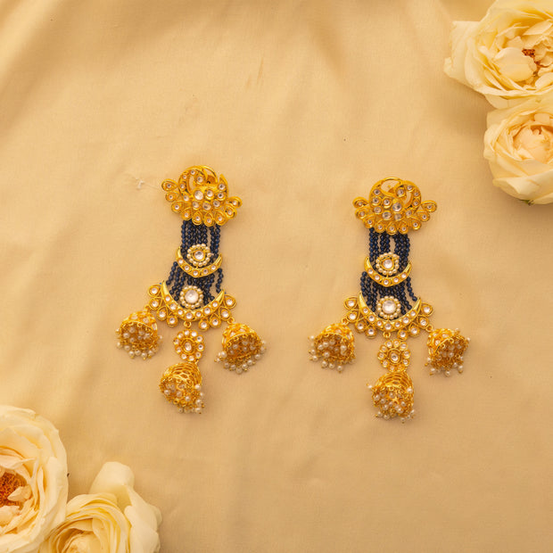 Gayatri Blue Kundan Earrings zevarbygeeta