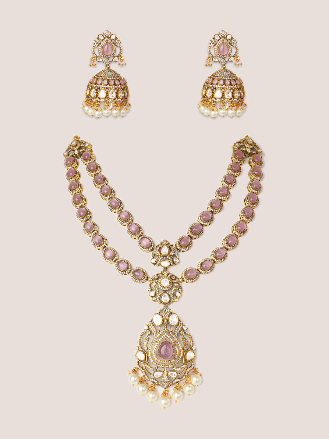 Riza Pink Polki Long Set