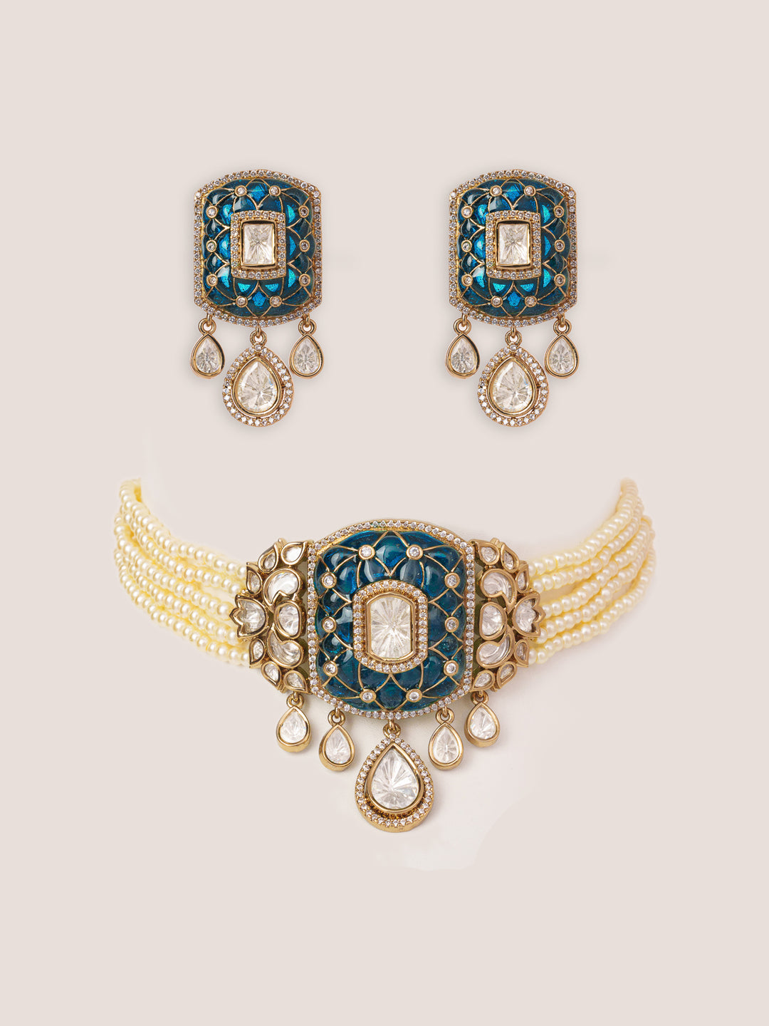 Kayra Blue Polki Choker