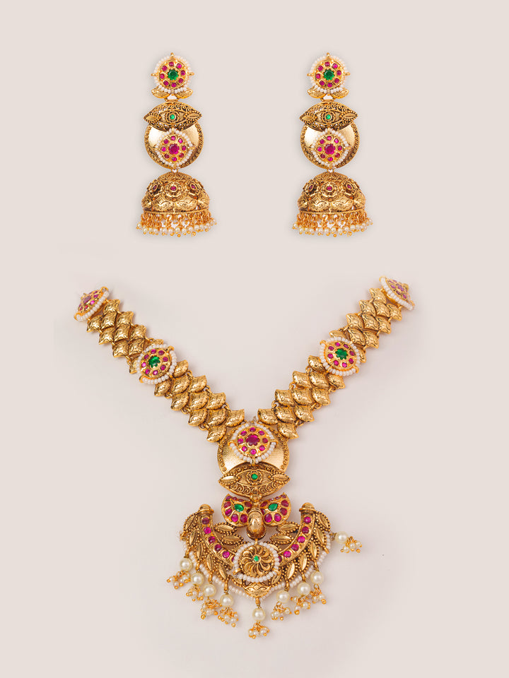 Avni Temple Kundan Necklace Set