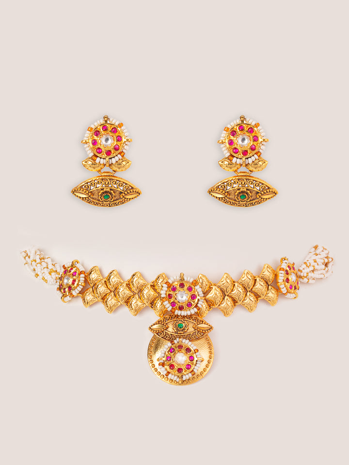 Avnika Temple Kundan Necklace Set