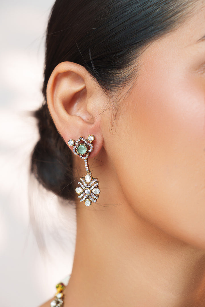 Hridyansh Green Polki Necklace Set