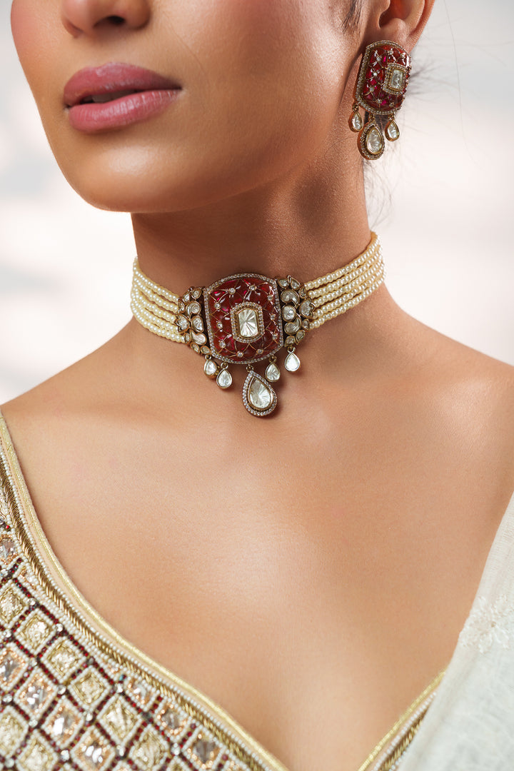 Kayra Pink Polki Choker