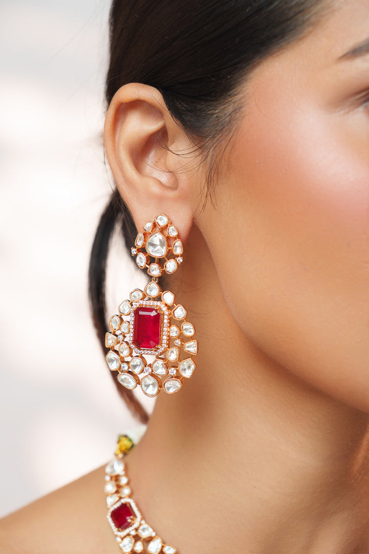 Samika Red Kundan Necklace Set