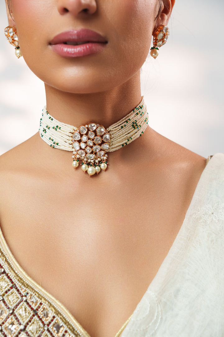 Vrishti Green Kundan Choker