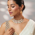 Aahana White Pearl Kundan Necklace Set