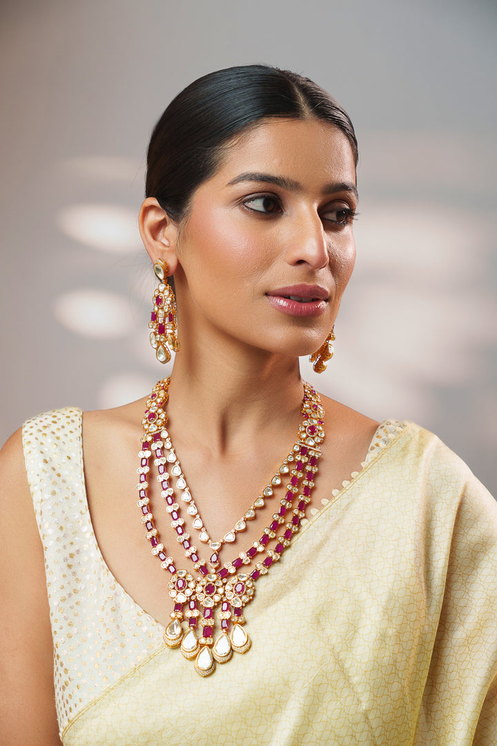 Zaheen Red Moissanite Long Set