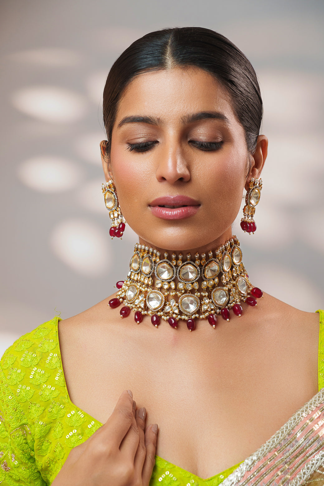 Sheya Red Polki Kundan Choker