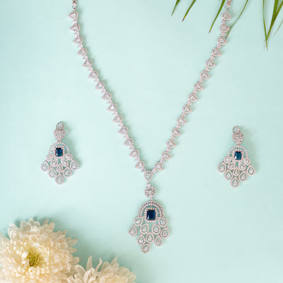 Julie Sapphire Diamond Necklace Set zevarbygeeta