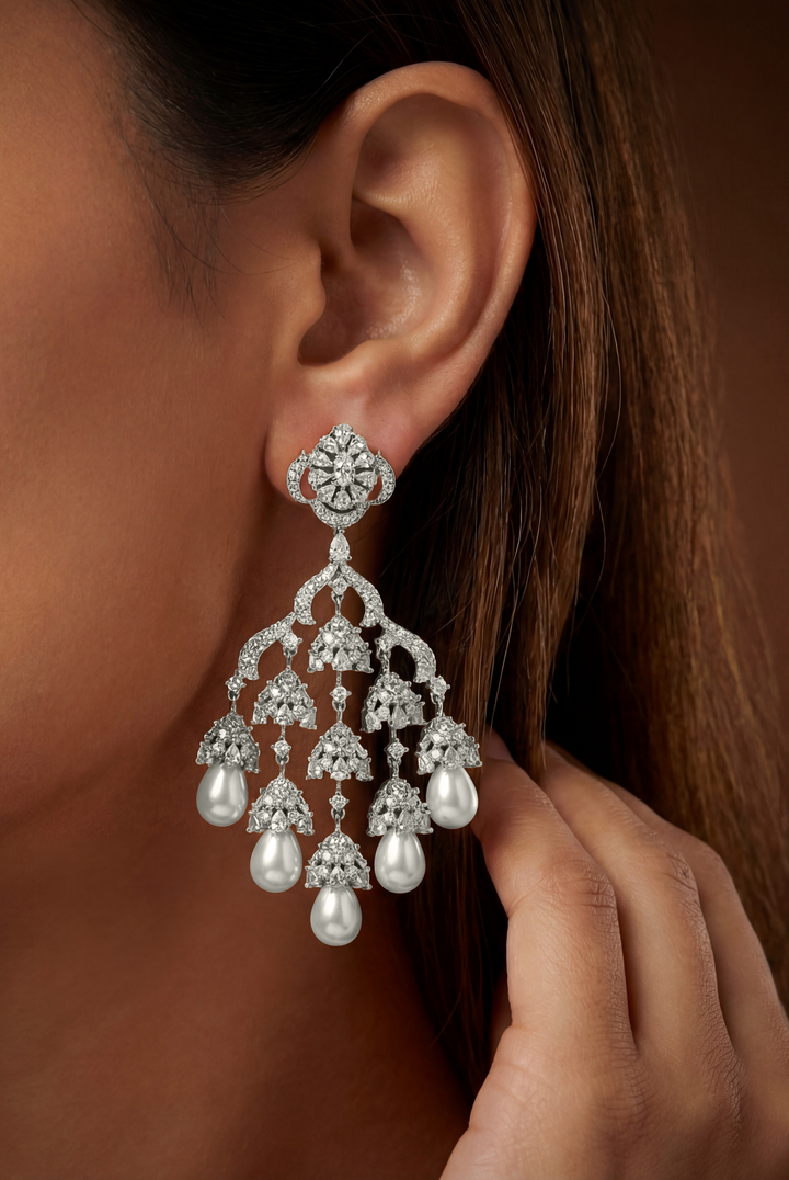 Evra Pearl Drop Diamond Earrings