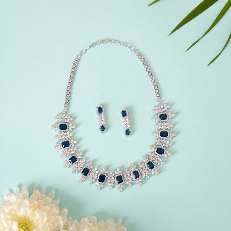 Jessica Sapphire Diamond Necklace Set zevarbygeeta