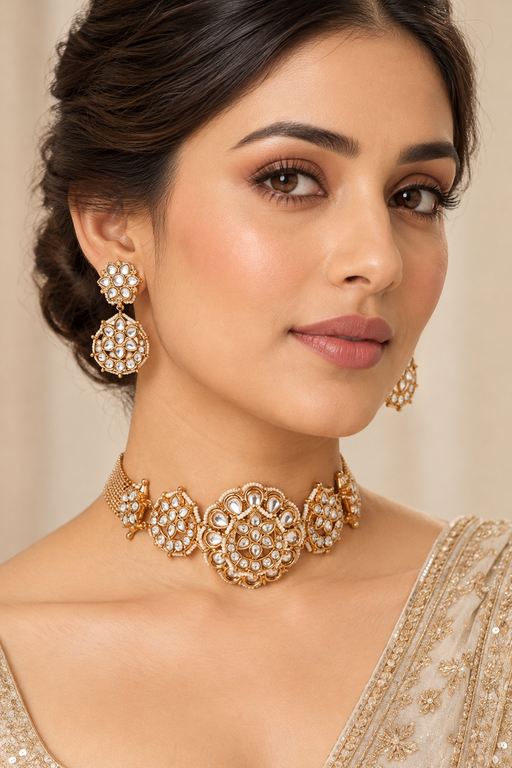 Taniraaz Gold Finish Kundan Choker