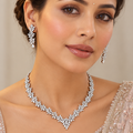 Aakshi White Finish Diamond Necklace Set