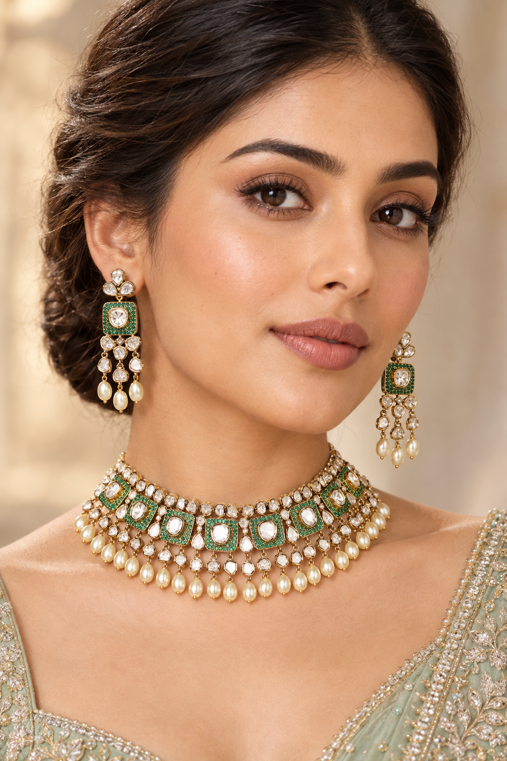 Arunika Green Polki Choker