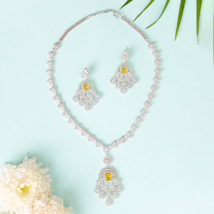 Julie Topaz Diamond Necklace Set zevarbygeeta