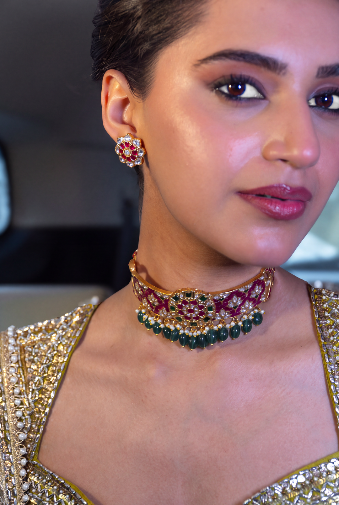 Aahiri Pink Meenakari Kundan Choker
