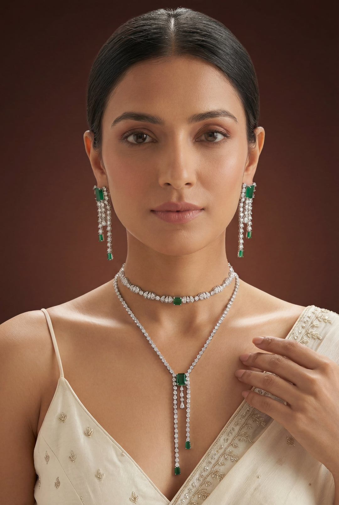 Tanaya Emerald Diamond Long Set