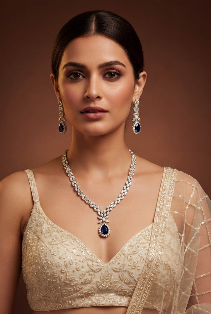 Drishti Sapphire Diamond Necklace Set