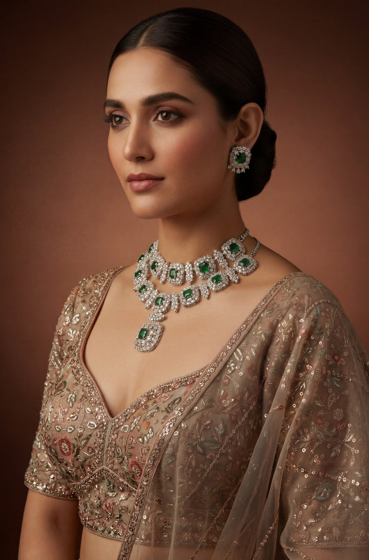Diana Emerald Diamond Bridal Set